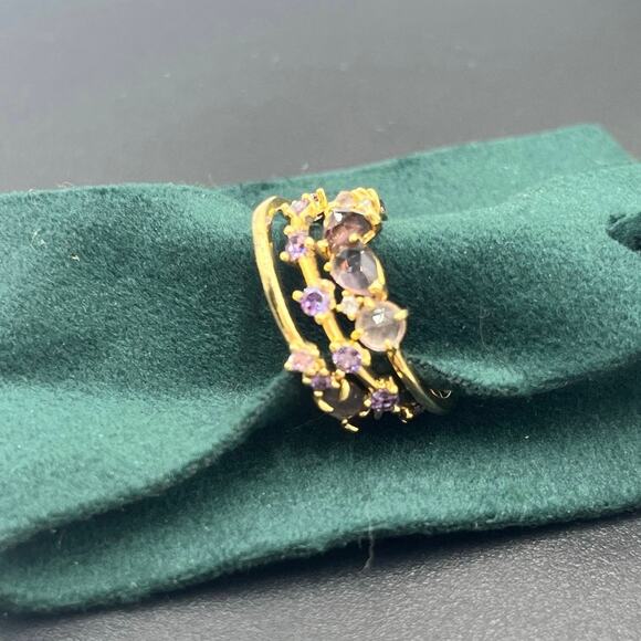 Anthropologie February Purple Birthstone Stacked Rings Set of Three Size 7 New - Picture 2 of 7